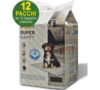 120 Tappetini igienici per cani Super Nappy 60X40 cm - 12 pacchi da 10 pezzi cad