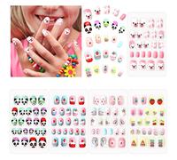 120 unghie finte per bambini, copertura completa per bambini, per ragazze e bambini, regalo fai da te, decorazione per nail art fai da te, 4 scatole (diversi motivi)