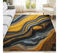 120 x 170 cm Tappeto Astratto Antiscivolo Facile da Pulire Tappeto, Giallo Agata Marmo Consistenza Morbido Pelo Corto Lavabile Fluffy Tappeti per Salotto, Camera Letto, Sala Pranzo, Casa
