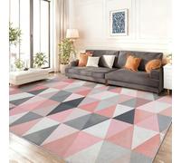 120 x 170 cm Tappeto Moderno Acquerello Geometrico Triangolo Antiscivolo Facile da Pulire Tappeto, Rosa Morbido Pelo Corto Lavabile Fluffy Tappeti per Salotto, Camera Letto, Sala Pranzo, Casa