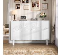 120 x 38,5 x 79 cm, credenza per soggiorno con 3 porte, armadi con ampio spazio di archiviazione, cassettiera per camera da letto e soggiorno, divisorio regolabile, bianco, MDF, con base da tavolo da