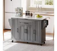 120 x 45 cm, carrello da cucina mobile, piano di lavoro estensibile fino a 70 cm, cassetto per posate nascosto, ripiani regolabili, portaspezie e porta asciugamani, adatto per cucina, sala da pranzo o