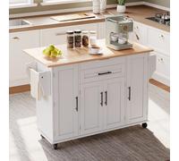 120 x 45 cm, carrello da cucina mobile, piano di lavoro estensibile fino a 70 cm, cassetto per posate nascosto, ripiani regolabili, portaspezie e porta asciugamani, adatto per cucina, sala da pranzo o