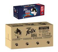 120 x 80 g / 85 g Felix + 44 x 85 g Felix Umido in gelatina gratis! - Le Ghiottonerie Varietà di pesce 1 (Tonno, Salmone, Merluzzo carbonaro, Merluzzo) + 44 x 85 g Le Ghiottonerie Pollo, Manzo, Anatra
