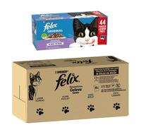 120 x 80 g / 85 g Felix + 44 x 85 g Felix Umido in gelatina gratis! - Sensations Varietà di carne (Manzo, Pollo, Anatra, Agnello) + 44 x 85 g Original Mix: salmone, tonno, manzo, pollo
