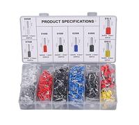 1200 Pcs Copper Ferrule Terminal Kit | Cold Pressed Wire Terminals for Automotive/Home Electronics/DIY Projects | 8 AWG to 22 AWG Multi - Size Crimping Assortment Set