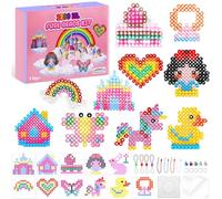 1200 Perline da Stirare Grandi da 10 mm, 10 Colori Kit Creativo Fai da Te, con 1 Base Quadrata, 11 Modelli, 3 Carta da Stiro, Set di Perline Creative per Bambini dai 3 Anni