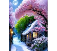 1200 pezzi Frameless Puzzle Fai Da Te,Casa di neve di fiori puzzle,Puzzles in legno,Jigsaw Classici per Adulti e Bambini da 3 Anni