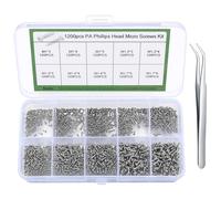1200 Pezzi Micro Kit di Riparazione Viti, Set di Mini Viti Autofilettanti, con Testa a Croce Tonda,acciaio al carbonio, per Occhiali Telefoni Orologio Fotocamere Laptop - M1/M1.2/M1.4/M1.7