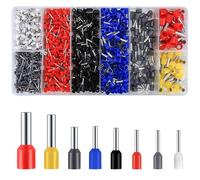 1200 Pz Connettori Elettrici, Capicorda Elettrici a Crimpare, Puntalini Elettrici a Crimpare, Puntalini a Crimpare, Puntalini Doppi 0,5-10 mm², Terminali Elettrici a Crimpare per Cavi Elettrici