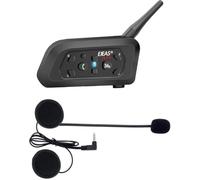 1200m V6 Intercom Moto Bluetooth,Kit Auricolare Bluetooth Casco Moto Interfono Mani Libre con Anti Rumore Comunicazione Sistema Microfono, Collegamento Fino a 6 Riders per Moto/Bicicletta (1 Pack)