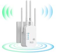 1200Mbps Ripetitore WiFi Potente per Casa, 5GHz&2,4GHz Dual Band WiFi Extender, 2 Porte 6 Antenne, Pulsante WPS, Supporta Modalità Ripetitore/Router/AP, Compatibile con Router o Punti di Accesso