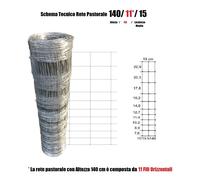 1200mt-Rotolo Rete Metallica Pastorale Agricola Zincata Annodata-per Recinzione