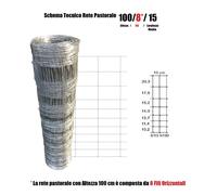1200mt-Rotolo Rete Metallica Pastorale Agricola Zincata Annodata-per Recinzione