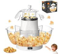 1200w Automatic Hot Air Popcorn Maker, Mini Retro Electric Air Air Popper Popcorn Machine with 4 Serving Bowls, Small Family Snack Machine for Movie Theater Family Birthday Party