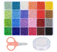 12047 Pezzi Perline con Lettere e Perline di Vetro, 2 mm Mini Perline Rocailles Colorate con Forbici, Corde Elastiche per Braccialetti Collane Bigiotteria Fai Da Te
