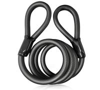 120cm/12mm Cavo Antifurto per Biciclette, Cavo di Sicurezza Bici in Acciaio, Cable ad anello Cobra, Cable in Acciaio Rivestito Plastica per Accessori di Biciclette e Moto, Nero