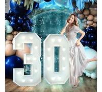 120cm Bianco Numeri Luminosi,30 Anni Decorazioni,Decorazioni Compleanno,Numero Grande con LED,Decorazioni Festa Nozze 30 Anniversario,Numeri Luminosi Giganti Compleanno,Numero 30