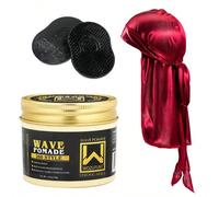 120g Pomata per onde, Durags setosi per onde, Cuffia per onde, Pettine e spazzola per styling per uomo, Grasso e fango, Pomata per onde, Crema per allenamento onde a 360°, Cera per onde, Miglior regal