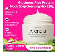 120g Sapone viso rassodante alla proteina di riso Arencia, con texture di proteina di riso e torta di riso fermentata, detergente delicato e idratante, 2-in-1 maschera detergente, adatto a tutti i tip