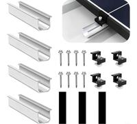 120Mm U Rail Kit Di Montaggio Solare Con Terminali E Guarnizioni, | Per moduli PV da 30/35 mm, kit di fissaggio per tetto, impianti fotovoltaici, argento/nero, 4 binari con morsetti (set da 4