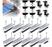 120Mm U Rail Kit Di Montaggio Solare Con Terminali E Guarnizioni, | Per moduli PV da 30/35 mm, kit di fissaggio per tetto, impianti fotovoltaici, argento/nero, 4 binari con morsetti (set da 10