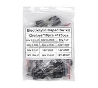 120Pcs 0.22Uf-470Uf 12Values*10Pcs Aluminum Electrolytic Capacitor Assortment Kit Capacitance Pack .47Uf 10Uf 100Uf 16V 50V 2026 High for Electronic Component Capacitance Meters