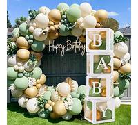 120pcs Baby Shower Decorazioni Ragazzo Ragazza,4Pcs Scatole Palloncini e 112Pcs Verde Bianco Oro Palloncini Arco Kit Per Baby Shower Decorazioni, Battesimo, Festa Di Rivelazione Di Genere Supplementi