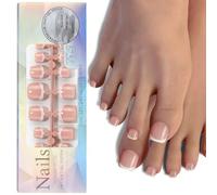 120PCS French Toenail Tips Press on Nails Unghie finte False Toe Nail indossabili 3-in-1 Soft System No Primer Needed Super Fit Tip per Art DIY