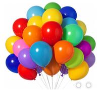 120Pcs Rainbow Balloon Set, 12 Inch Rainbow Balloon Bouquet with 12 Assorted Colors Latex Palloncini Kit for Birthday Party Decorations,Wedding,Baby Shower, Multicolour Palloncini Clusters
