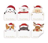 120pz Adesivi Etichette Natalizie Adesivi Buon Natale Adesivi Animali per Scrapbooking Pacchetti Regalo Fai da Te Stickers Festa Natale Chiudipacco Decorazione