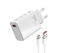 120W Caricatore Rapido Adattatore USB Compatibile con Xiaomi, Caricatore Turbo con Cavo USB C 1m per Xiaomi 15/14T Pro/13T Pro/12T Pro/11T Pro, Redmi Note 13 Pro+/12 Pro+/11 Pro+, 5G, Pad 6s Pro