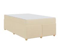 120x190cm Cream Fabric Upholstered Bed Frame with Medium Firm Pocket Sprung Mattress, Engineered Wood Slatted Base, Minimalist Design for Modern Bedroom, Easy Assembly, Up to 280kg Support