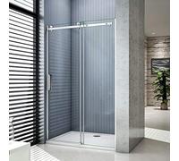 120x195 cm Porta Doccia Per Nicchia Anta Scorrevole Ingresso Laterale in Vetro 8 mm Temperato Trasparente Anticalcare Telai In Alluminio Cromato Lucido