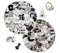 121 adesivi bianchi e neri retrò, alla moda, set di adesivi resistenti all'acqua, piccoli adesivi per adolescenti, per laptop, bagagli, chitarra, scrapbooking