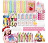 121 articoli per feste per pigiama party per ragazze, kit per pigiama party delicato per tutti i tipi di pelle, include maschera per viso, labbra e occhi, bombe per pediluvio, crema per le mani