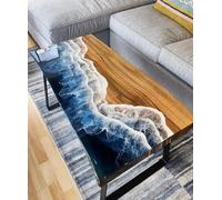 122cm x 61cm Resina Epossidica Caffè Table Top Con 18 " H Ferro Base IN Metallo