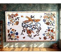 122cm x 81.3cm Marmo Bianco Caffè Table Top Pietra Dura Handmade Inlay Arte Work