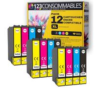 123CONSOMMABLES Confezione da 12 cartucce d'inchiostro per 603 XL, compatibili con Epson Stella di Mare, per Epson XP-2100 XP-2155 XP-3100 XP-4100 WF-2820 WF-2830 DWF