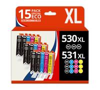 123CONSOMMABLES - PGI530 - CLI531 - Cartuccia d'inchiostro compatibile con Canon PGI-530 / CLI-531 Multipack per Pixma TS8750 TS8751 (6 nero / 3 ciano / 3 magenta / 3 giallo) - Nouvo