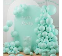124/60/10 pezzi Set di palloncini azzurro-verde, dimensioni assortite: 18 pezzi/12 pezzi/10 pezzi/5 pezzi, colori azzurro-verde, verde menta, pastello, set di decorazioni ad arco per palloncini verde 
