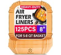125 fodere per friggitrice ad aria usa e getta, antiaderenti, carta pergamena non sbiancata, fodere quadrate per friggitrice ad aria da 20,3 cm, per friggitrice ad aria da 5-8 QT, cottura al forno