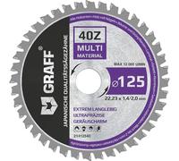 125 mm Lama per Sega Circolare per Smerigliatrice Angolare per Metallo, Legno, Alluminio, Laminato, Plastica - Disco da Taglio per Legno a 40 Denti di GRAFF