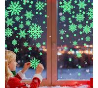 125 Pcs Fluorescente Vetrofanie Natalizie, PVC Natale Vetrofanie, Vetr-ofanie Fiocchi di Neve, Decorazioni Natalizie, Addobbi Natalizi Stickers Adesivi Natale per Finestre, Decorazione Casa Addobbi