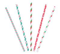 125 Pcs New Year Paper Straws Holiday Celebration Supplies Cannucce Carta Bere