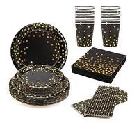 125 PCS Piatto di Compleanno Usa e Getta, Set di Stoviglie Usa e Getta Piatti di Cartone, 25 Piatti Per Ospiti Tazze di Cartone Tovaglioli Cannucce Per Varie Feste e Decorazioni di Compleanno