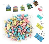 125 Pz Clip per Raccoglitori, Graffette Ufficio, 15/19/25/32 mm Pinces à Documents, Pinces à Papier, Clip Fermacarte Fermagli Pieghevoli Forniture per Ufficio Appunti Carta