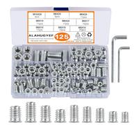 125 Pz Inserti Filettati Dado, M5 M6 M8 M10 Rivetti Filettati, Boccole Filettate per Legno, Bussole Filettate, Dadi Inserto di Fissaggio Viti a Esagono Incassato per Mobili Legno