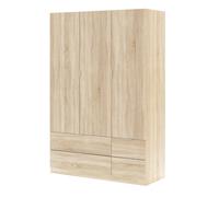 Kit armadio 3 ante + 4 cassetti 135x52x200h rovere