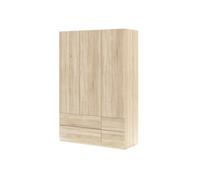 Kit armadio 3 ante + 4 cassetti 135x52x200h rovere